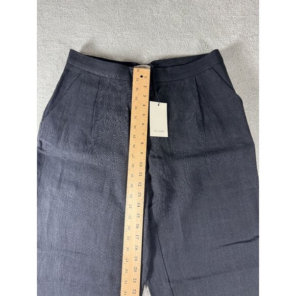 St. Agni Womens Black Linen Pleated Detailed Wide-Leg Trousers Size L - Picture 4 of 10